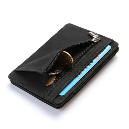 Mini Small Magic Wallets Zipper Coin Purse Pouch Ultra Thin Synthetic Leather