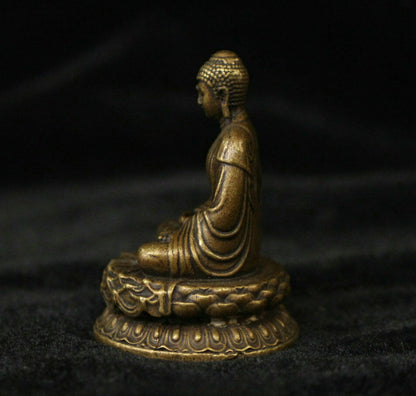 China Buddhism Brass Copper Seat Shakyamuni Amitabha Buddha Statue Sculpture