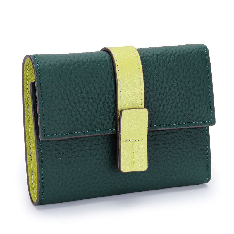 Coin Purse Short Wallets Trifold Money Bag Flap Snap Cowhide Card Holder Clutch