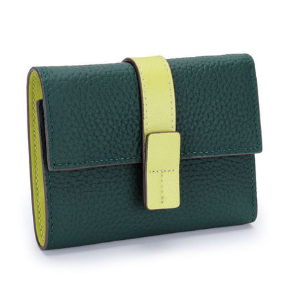 Coin Purse Short Wallets Trifold Money Bag Flap Snap Cowhide Card Holder Clutch