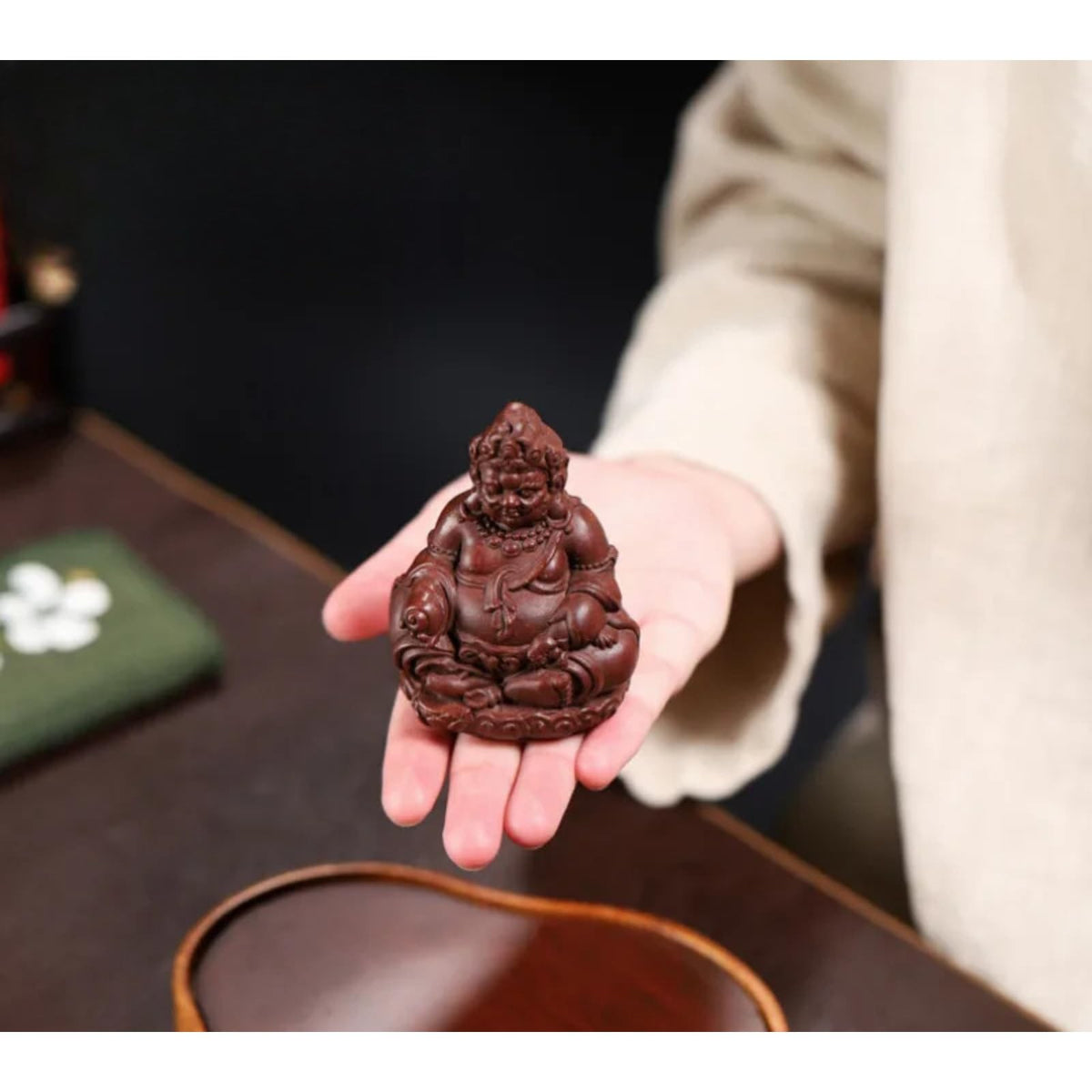 Handmade God of Wealth Tea Pet 8cm 3.2in Zen Buddhist Ornament Tea Ceremony