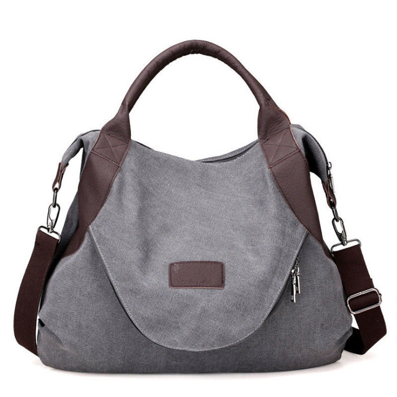 Women Ladies Large Pocket Casual Shoulder Cross body Handbags Canvas Leather Bag