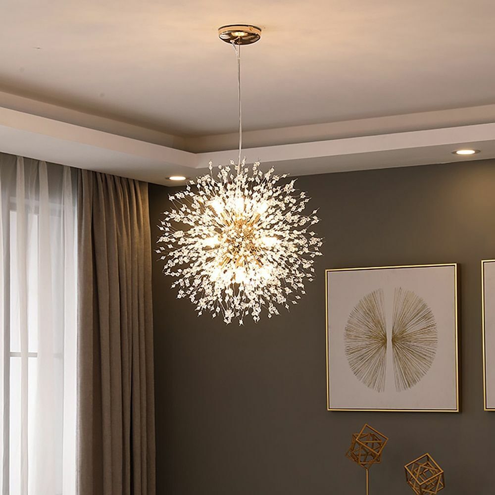 Modern Crystal Dandelion Chandelier Lighting Pendant Lamp Living Room Dining G9