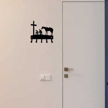 Cowboy Cowgirl At The Cross Wall Mounted Hook Up Pendant Wall Art Home Decor