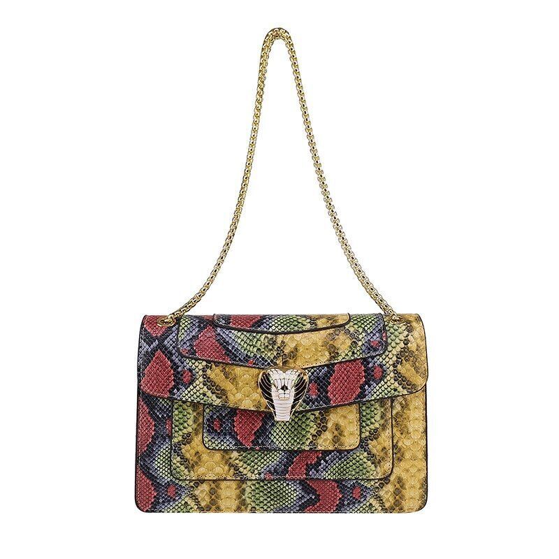Snake Print Leather Shoulder Bag Handbag Crossbody Bags Square Purse 27*18*7 CM