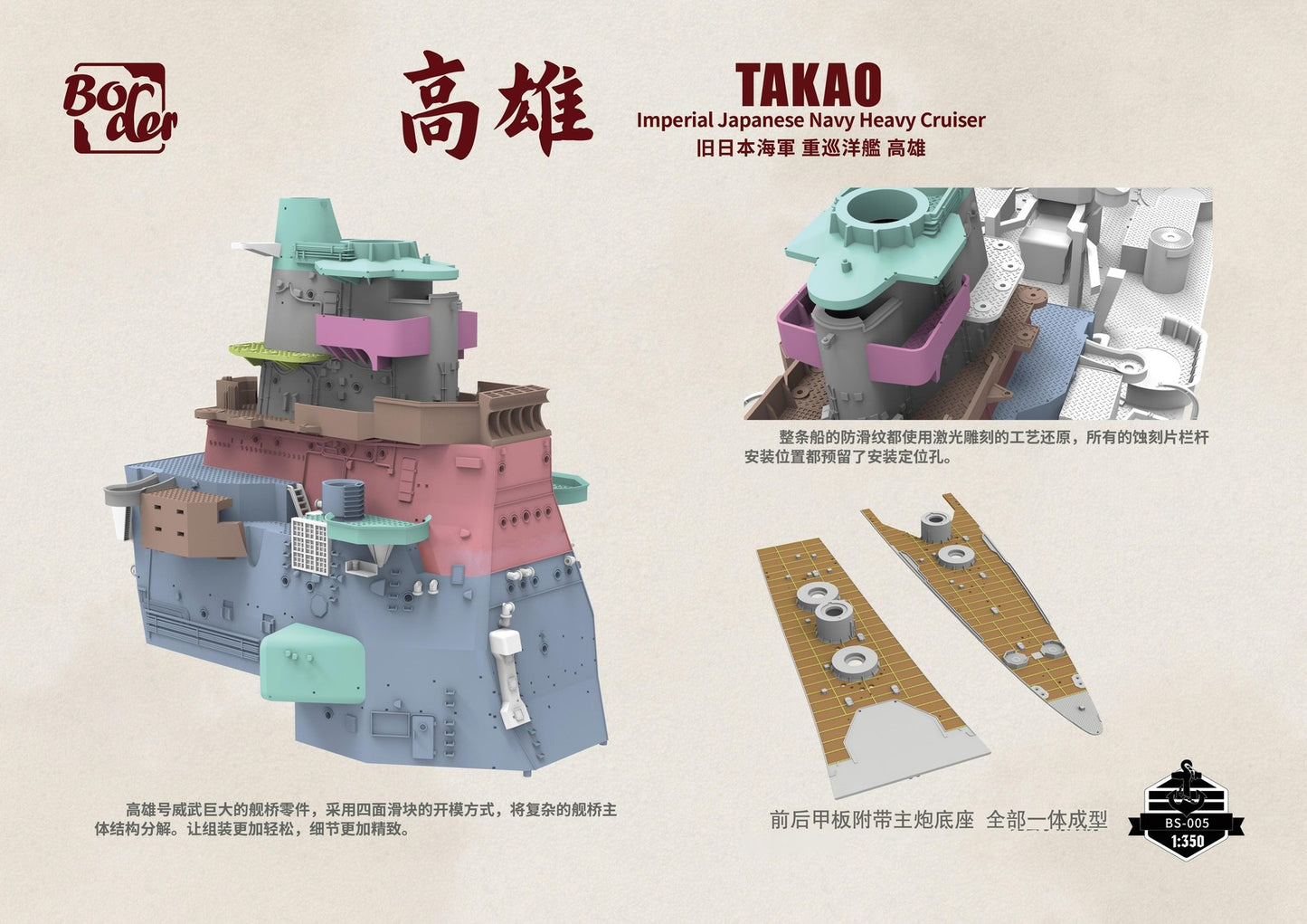 Border BS-005 1/350 IJN Heavy Cruiser Takao Assembly Model Kit High Detail