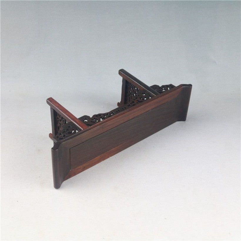 11.2" Rosewood Display Stand Miniature Rack Shelf Vase Bonsai Statue Base Decor