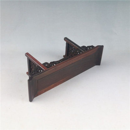 11.2" Rosewood Display Stand Miniature Rack Shelf Vase Bonsai Statue Base Decor