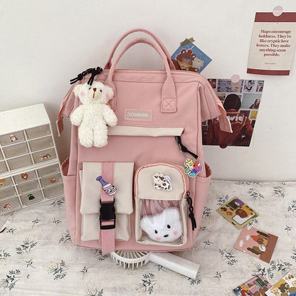 Purple Backpack Waterproof 38*26*18 CM Bags Cute Traveling Rucksack Nylon Pocket