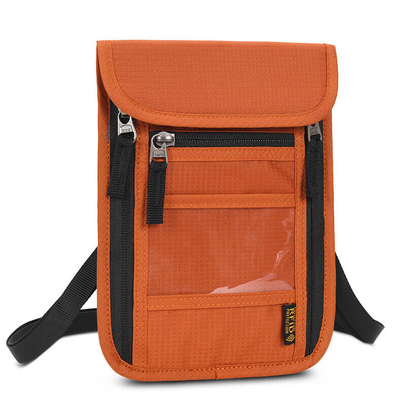 RFID Blocking Passport Holder Travel Card Storage Bag Neck Phone Pouch AntiTheft