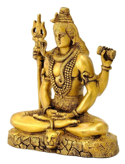 Hindu God Lord Brass Shiva Doing Meditation Idol Statute Figurine