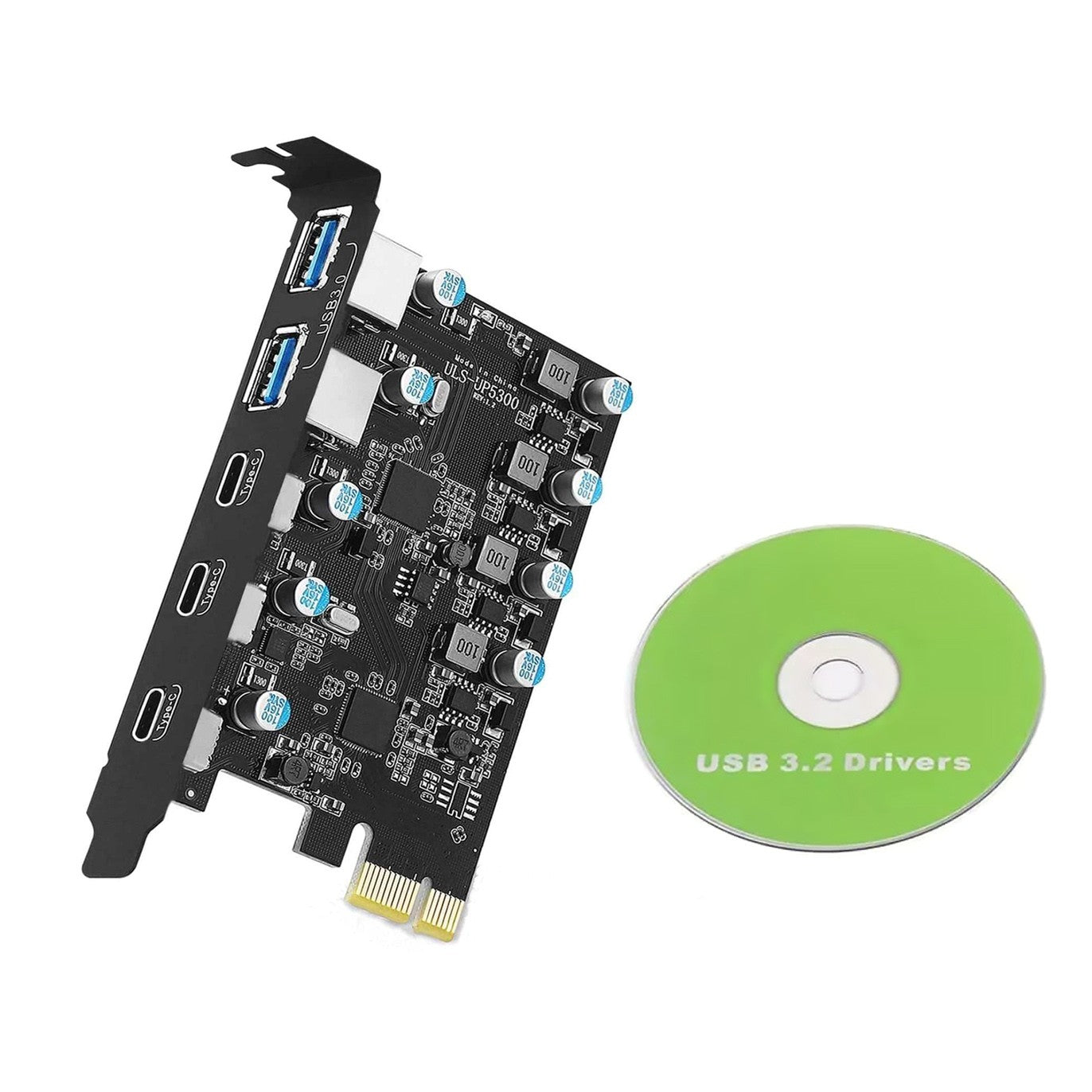 PCIe to USB 3.2 Gen 2 Expansion Card 20 Gbps Bandwidth 5 Ports 2*USB-A 3*USB-C