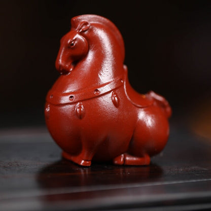 China Ornament Horse Statue Small Size Real Yixing Zisha Dahongpao Clay Tea Pet