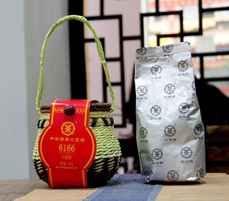 CHINA TEA 6166 Aged Wuzhou Dark Tea Liu Pao Hei Cha Liu Bao Black In Basket 250g
