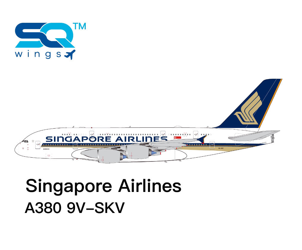 37CM 1:200 SQ Wings SINGAPORE AIRLINES AIRBUS A380 Airplane Diecast Plane Model