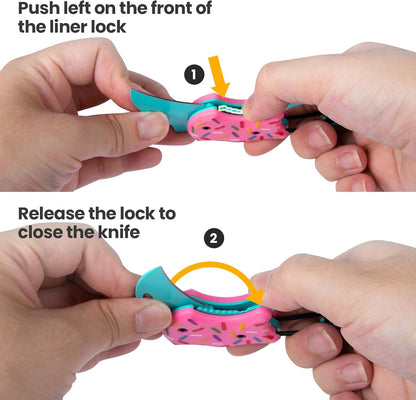 Small Pocket Knife for Women, Cute Donut Folding Box Cutter with 1.34 Inch Sharp