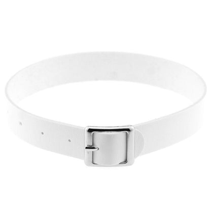 Gothic Punk White Pu Leather Spiked Rivet O-Ring Collar Stud Choker Necklace