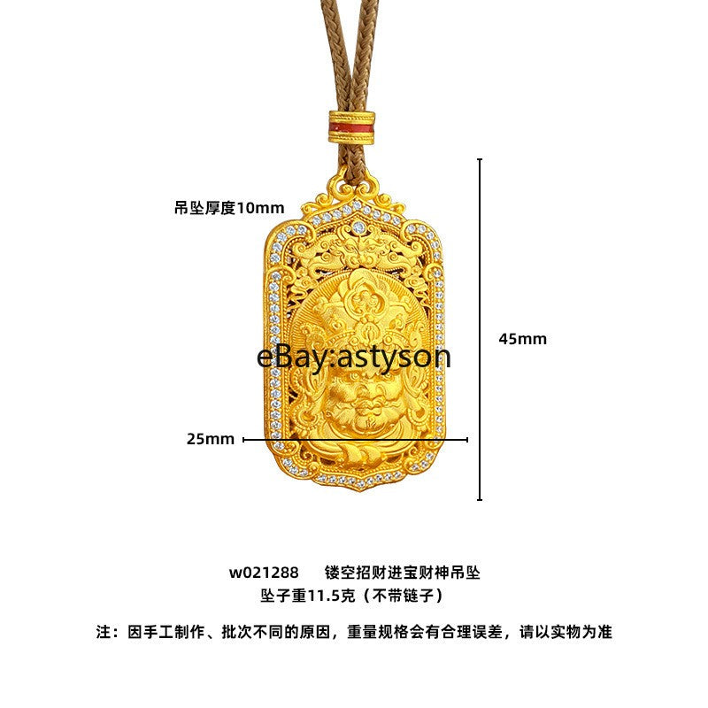 New Fortune God of Wealth 24K Gilding YELLOW GOLD Pendant
