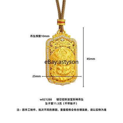 New Fortune God of Wealth 24K Gilding YELLOW GOLD Pendant