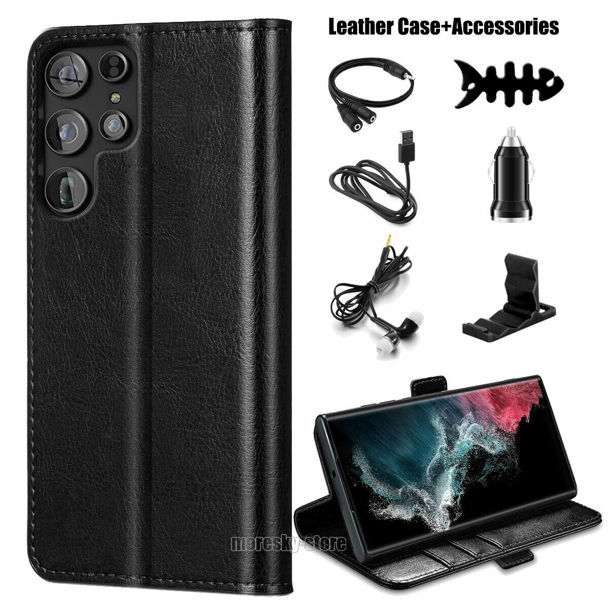For Samsung Galaxy S22 Ultra/+ 5G Case Leather Wallet Flip Stand Cover Accessory
