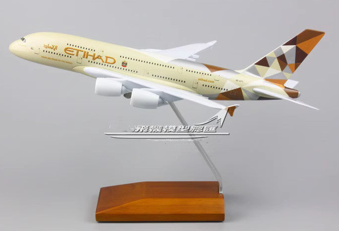 28CM ETIHAD AIRWAYS AIRBUS A380 Passenger Aircraft Plane Diecast Airplane Model