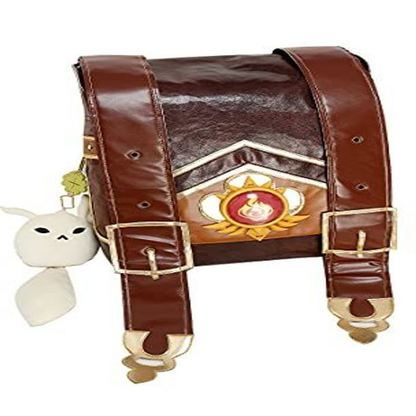 Cosplay.fm Brown PU Leather Bag Cute Backpack with Accessory One Size,