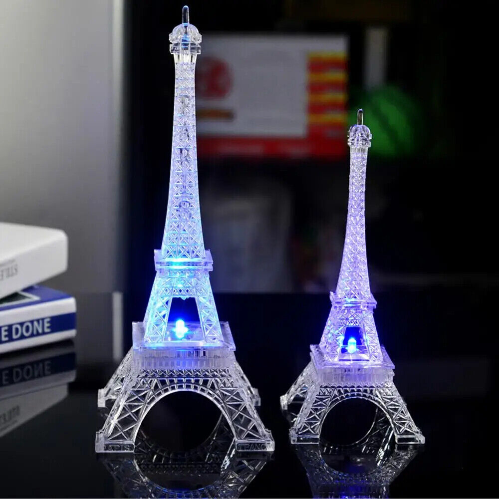 Night Light Mini Eiffel Tower LED Color Changing Lamps Home Miniatures Figurines