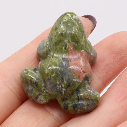 Frog Statue Figurine Natural Stones Hand Carved Ornament Healing Crystal 30x38mm