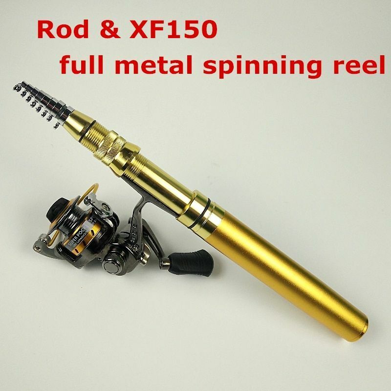Fishing Rods Spinning 1.8m 2.1m Pen Shape Telescopic Pocket Rock Pole Cast Reels