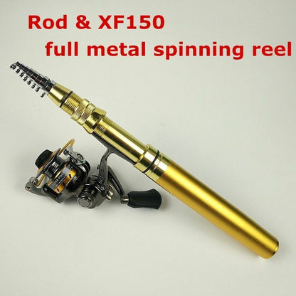 Fishing Rods Spinning 1.8m 2.1m Pen Shape Telescopic Pocket Rock Pole Cast Reels