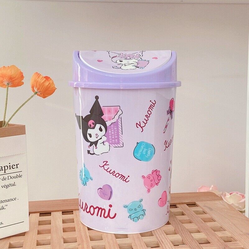 Cute HelloKitty Home Trash Can with Swing Lid Waste Garbage Bin Wastebaskets