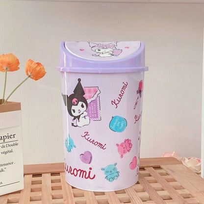 Cute HelloKitty Home Trash Can with Swing Lid Waste Garbage Bin Wastebaskets
