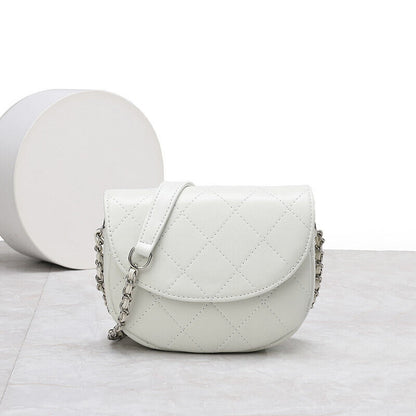 Mini Quilted Sheepskin Leather Saddle Shoulder Bag Flap Purse Handbag Crossbody