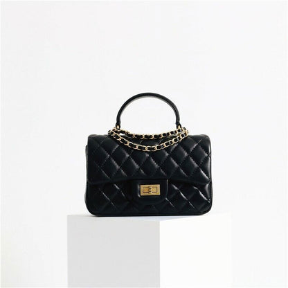 Quilted Lambskin Leather Small Flap Purse Chain Tote Shoulder bag Crossbody