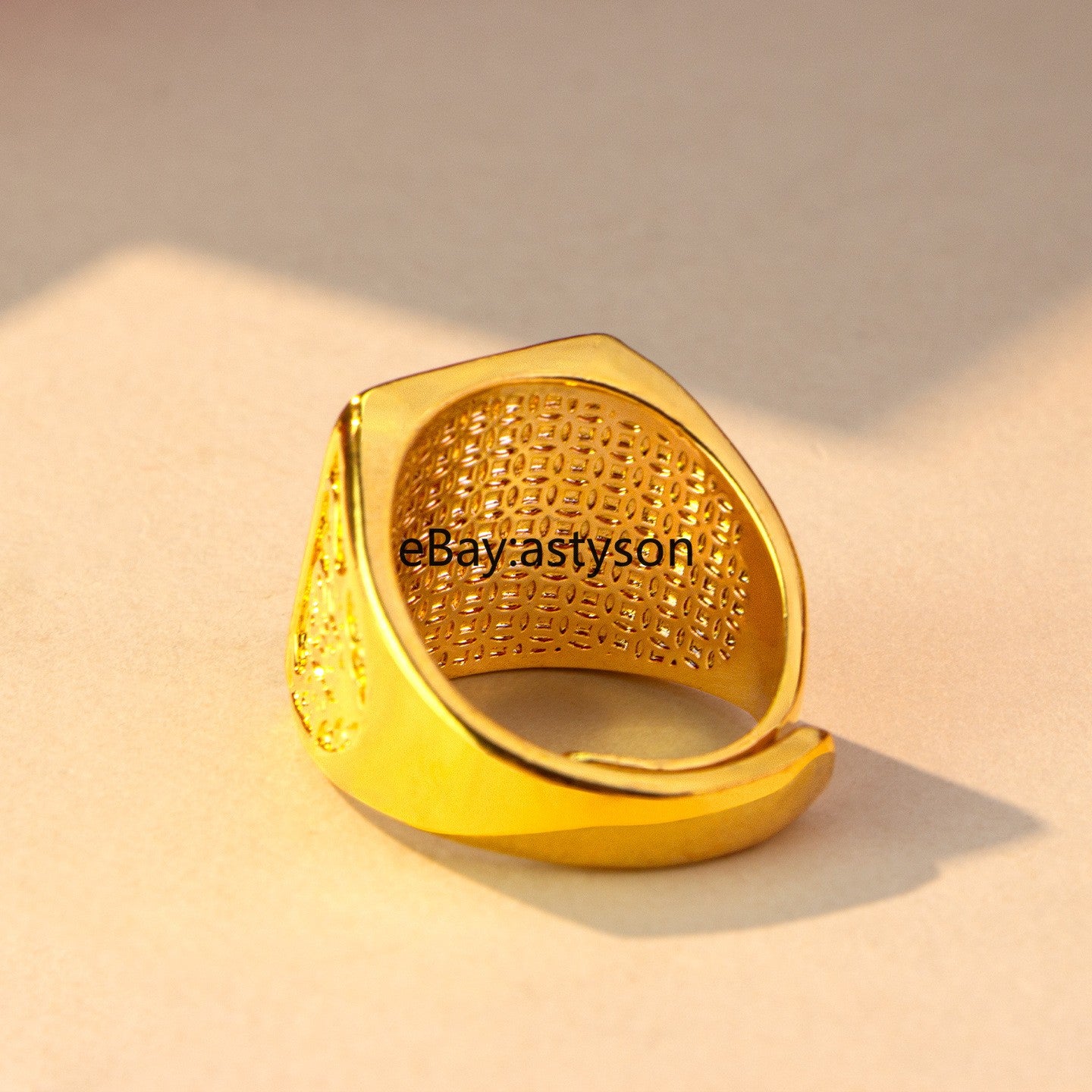 Men's Attracting Good Luck Fortune 24K Gilding YELLOW GOLD Plated Ring