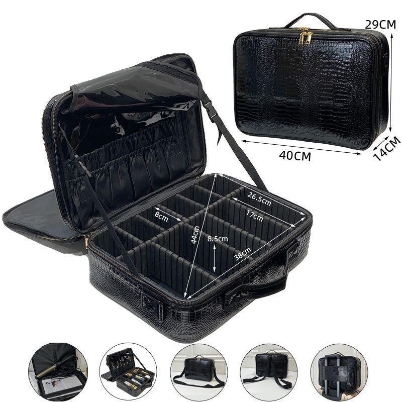 Make Up Case Professional Cosmetic Bag Synthetic Leather Makeup Purse Waterproof