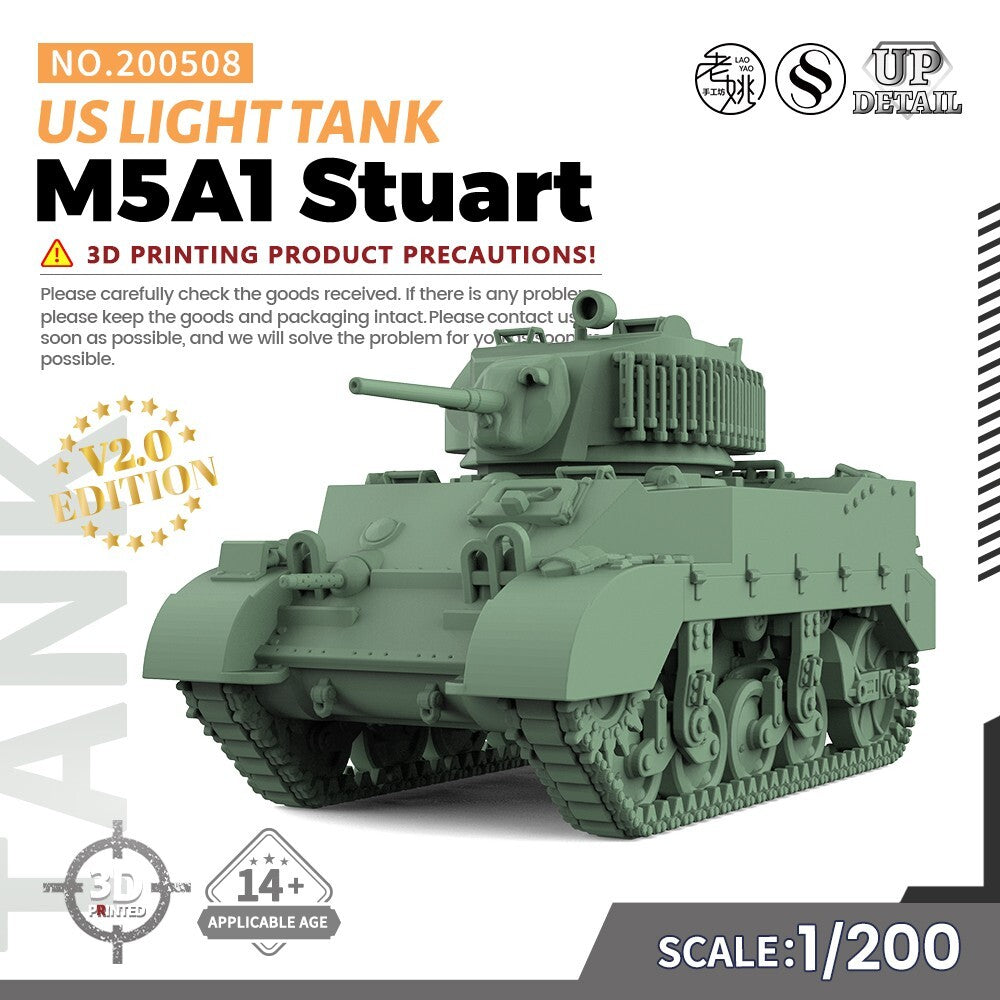 SSMODEL SS508 1/200/350/700 Military Model Kit US M5A1 Stuart Light Tank