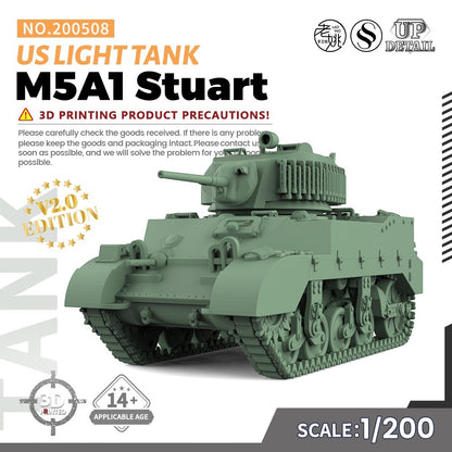 SSMODEL SS508 1/200/350/700 Military Model Kit US M5A1 Stuart Light Tank