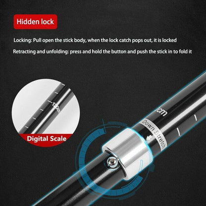 Folding Trekking Pole Portable Walking Stick Outdoor Climbing Hiking Adult Blue