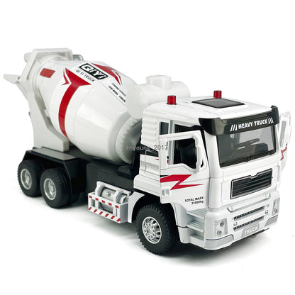 1/40 Cement Mixer Truck Toy Diecast Model Car Metal Construction Toy Cars White