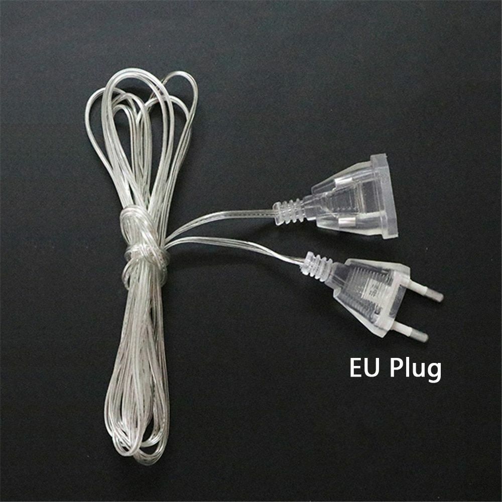 Transparent Standard Power Extension Cord Wire 3/5M EU US Cable LED String Light