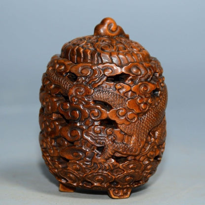 Boxwood Katydid Cage 6.5×4.5×4cm 30g Hand Carved Hollow Wood Craft
