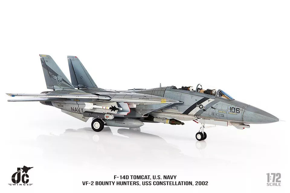 1:72 JC Wings F-14D TOMCAT. U.S.NAVY VF-2 BOUNTY HUNTERS Fighter Diecast Model