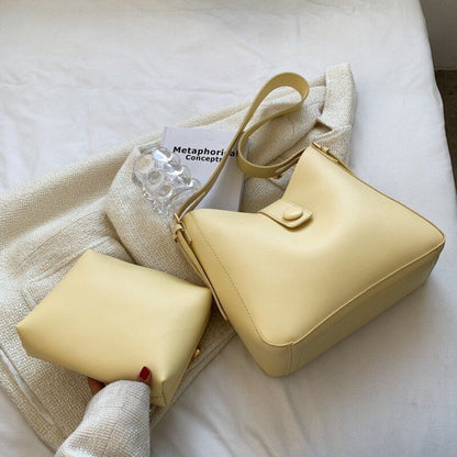 Retro Small Handbag Purse Travel Simple 2pcs Crossbody Shoulder Bag 29*25*9 CM