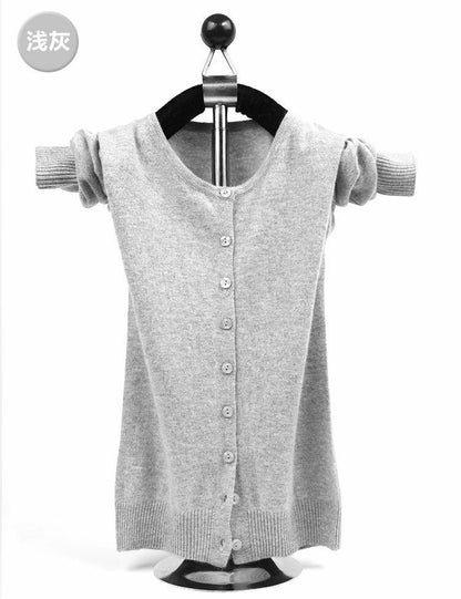 Women Sweater Cashmere Basic Cardigan O-Neck Long Sleeve Wool Knitted Solid Soft
