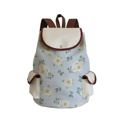 Vintage Drawstring Backpacks Large Practical Portable Linen Shoulders Bags 1 PC