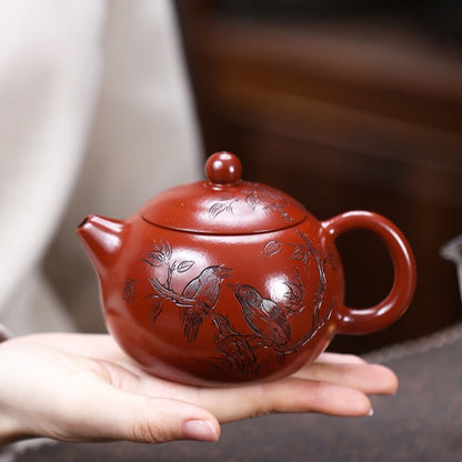 Hand Carved Real Yixing Zisha Dahongpao Clay Tea Pot Xishi Pot Kungfu Pot China