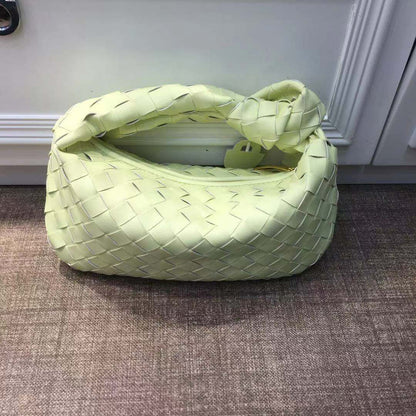 Cow Split Leather Knot Bag Weave Handmade Sling 27X13X16cm Polyester Accessories