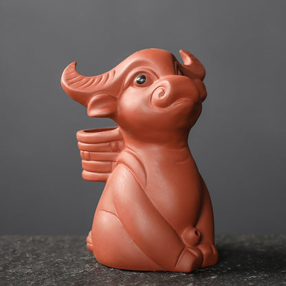Creativity Purple Clay Water Spray Tea Pet Handmade Statue Ornaments Desk