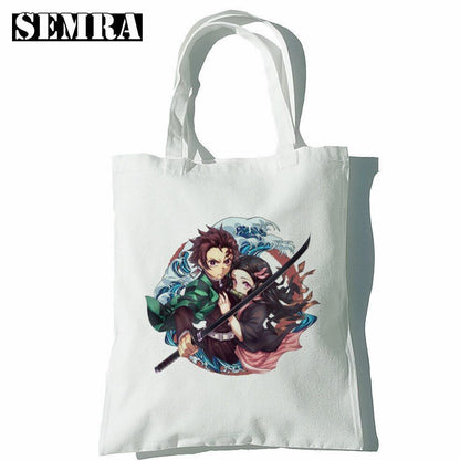 Canvas Tote Shoulder Bag Student Teacher Large Square Purse White / Black Pouch